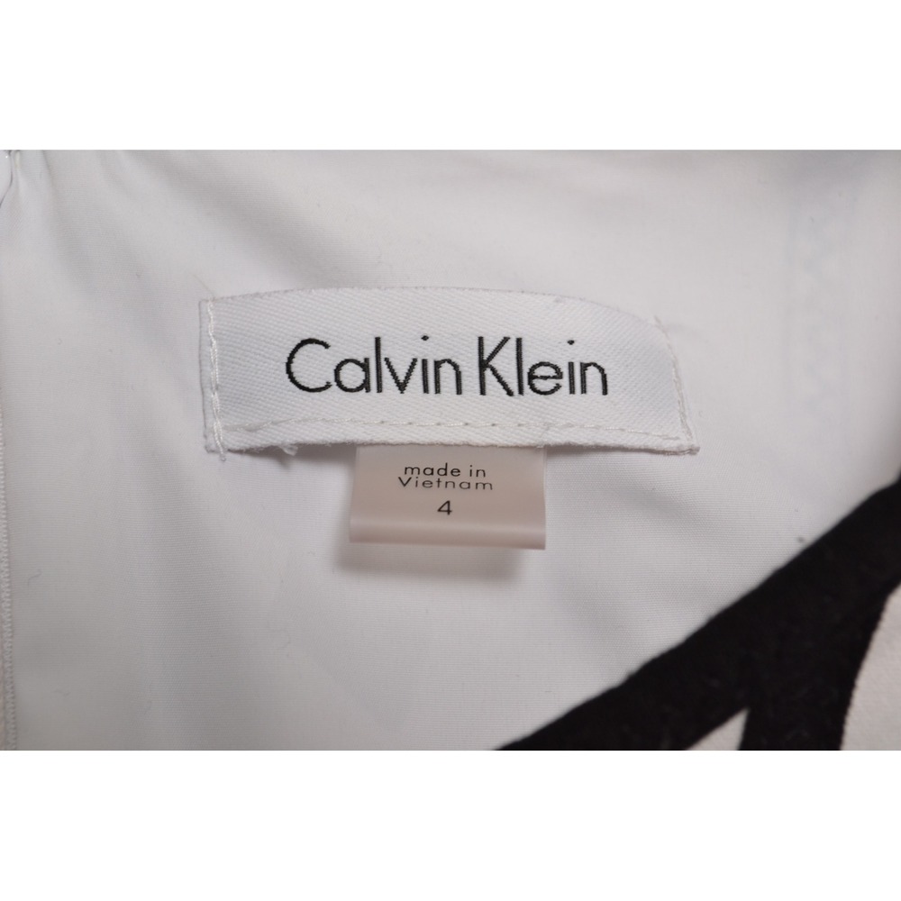 Calvin Klein Women's Size 4 Colorblock Sheath Dress Black‎ White Sleeveless Work - Picture 4 of 6